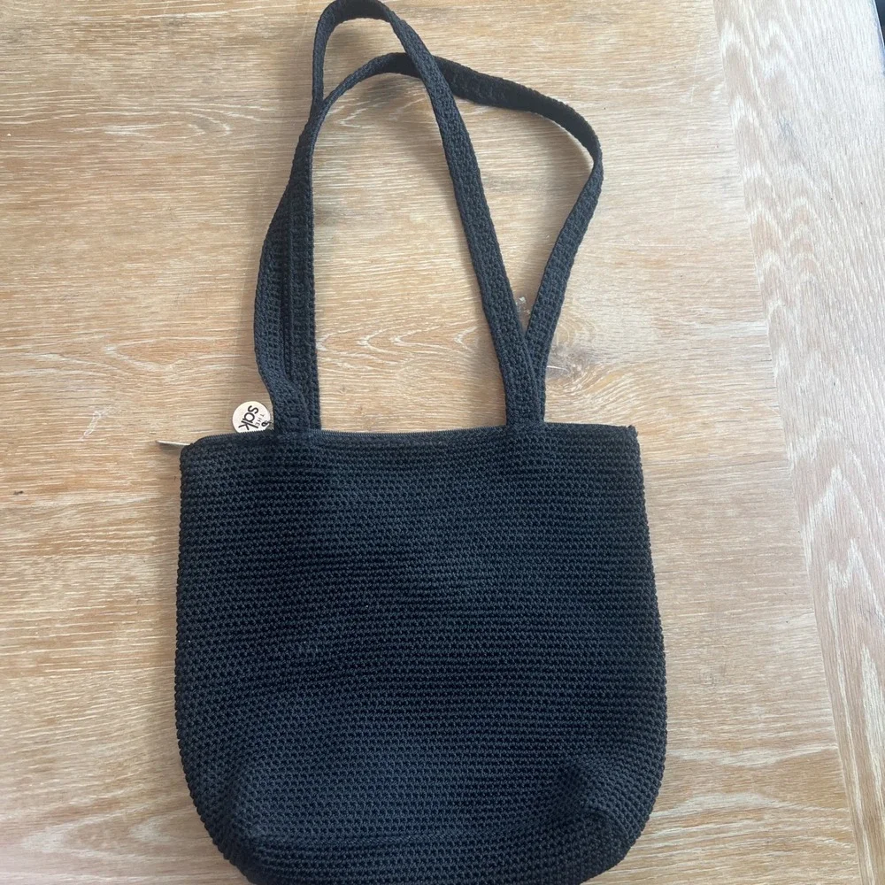 The Sak Medium‎ Crochet Handbag Black Double Handle Bag
